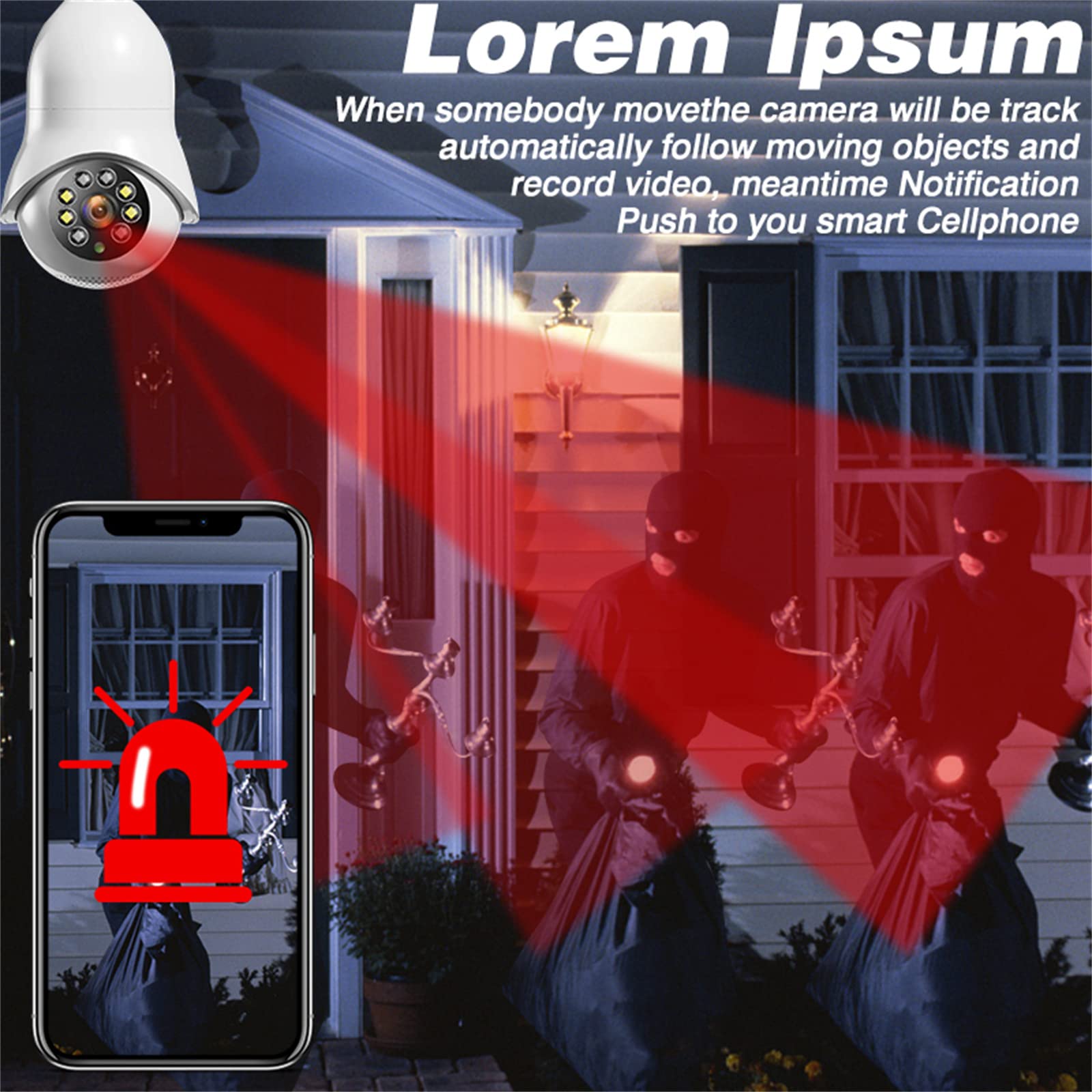 E27 5G Ampoule Caméra De Surveillance Wifi Caméra Vidéo Intérieure Moniteur De Sécurité À Domicile Vision Nocturne Couleur Automatique Caméra De Suivi Humain