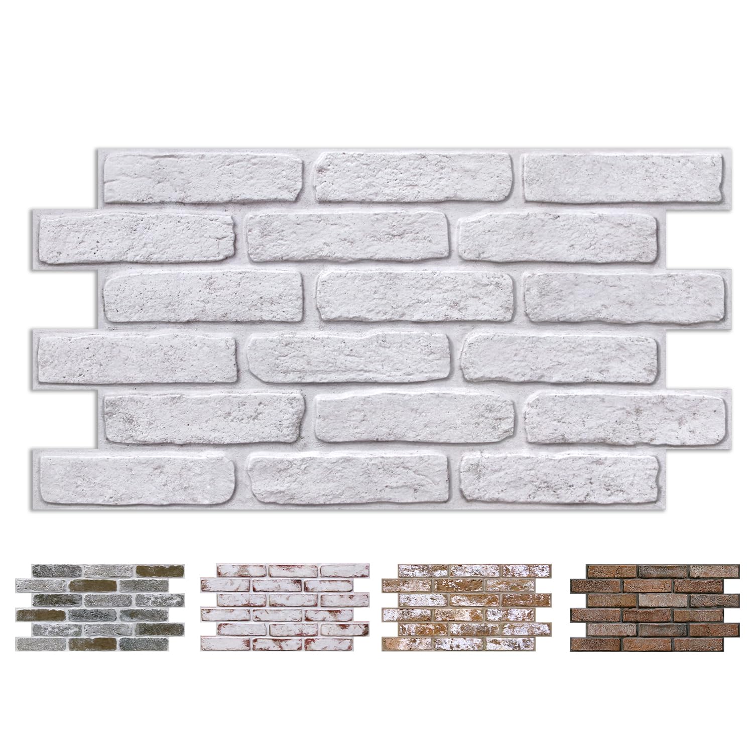 COMSTICKC 3D Faux Brick Wall Panel Self Adhesive Wall Stickers, 12 Sheets 22.8" x 11.8", Lightweight Thin PVC 3D Peel and Stick Fake Brick Decorative Tiles for DIY Wall Decor, White with Gray Spots