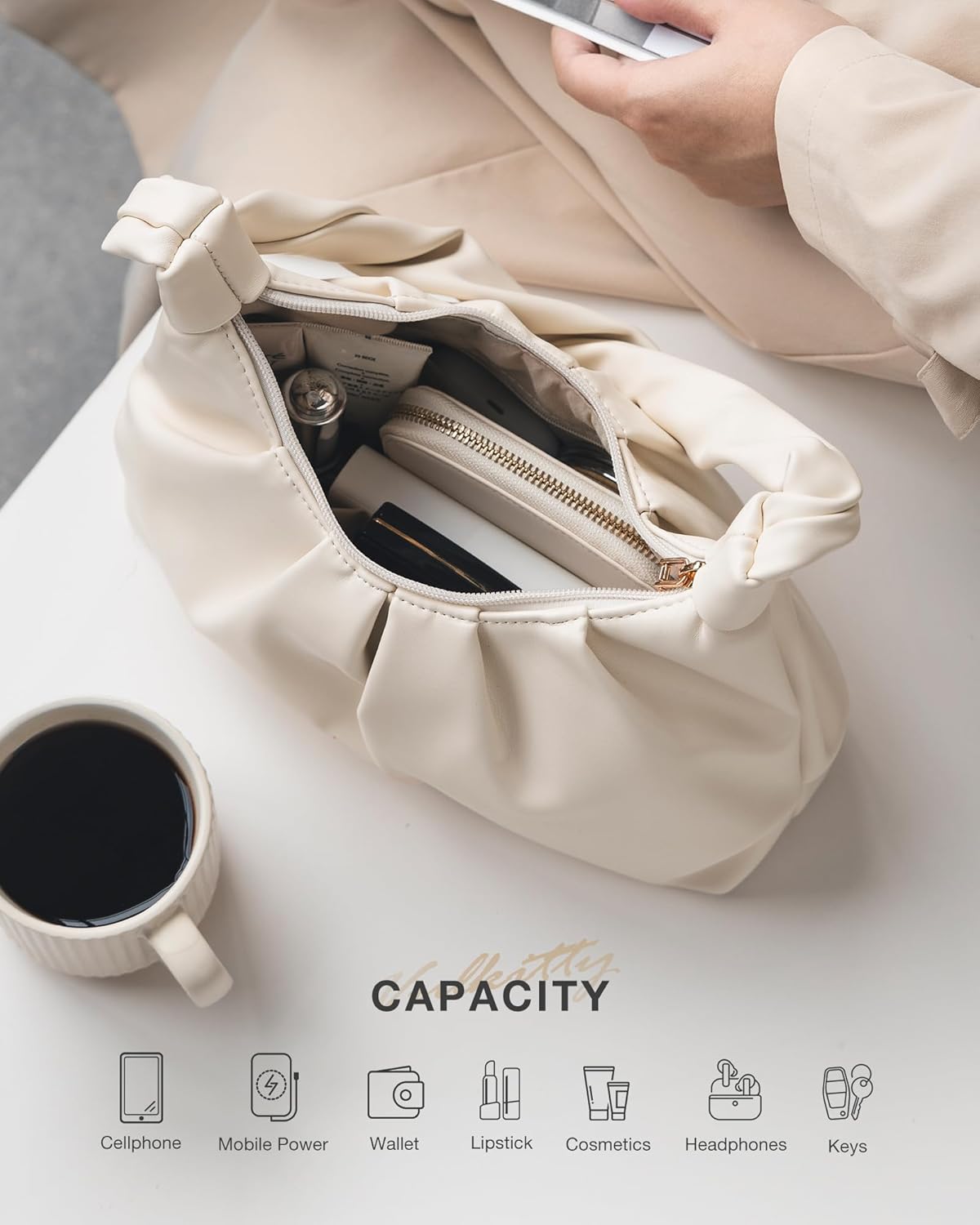 Vulkitty Small Shoulder Bag for Women Cute Hobo Purse Cloud Design Handbags PU Leather Mini Clutch with Zipper - Image 2