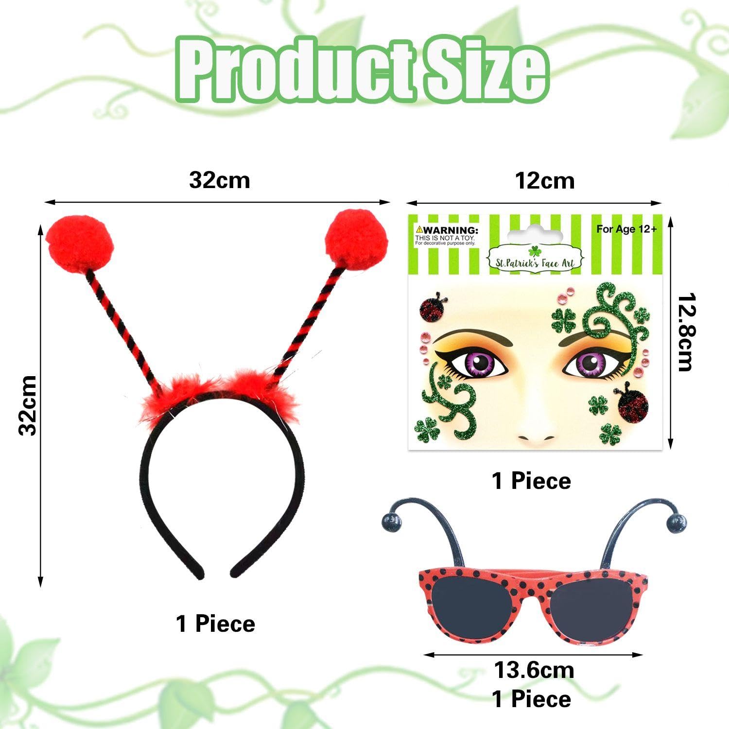 TVSVKWE 1 Headband, 1 Glasses And 1 Face Patch, Ladybug Costume Accessories, Role-Playing Props, Party Accessories - Image 2