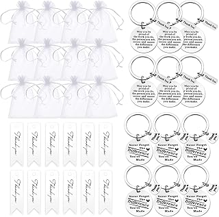 12PCS Thank You Keychain Gifts, Inspirational Keychain, Appreciation Gifts for Coworkers Bosses Teacher, Office (12PCS-2 Styles)