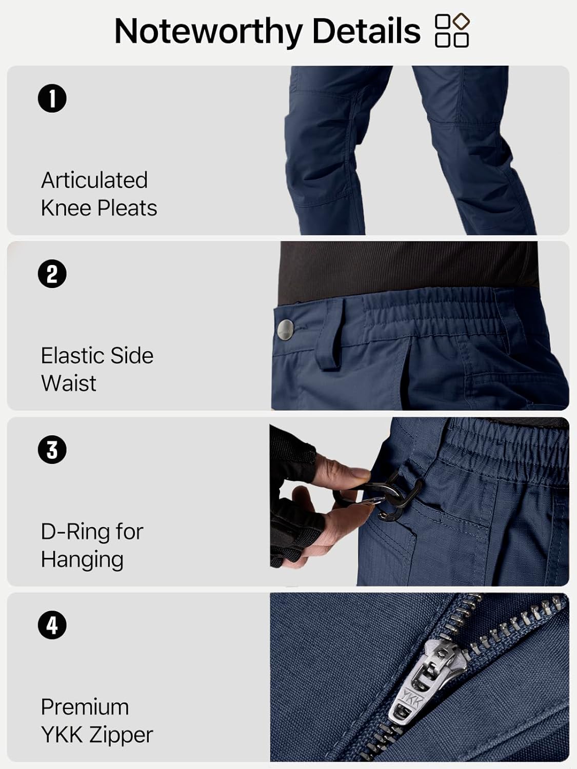 FREE SOLDIER Men's Cargo Pants Water Resistant Ripstop Tactical Pants for Men Work Pants Lightweight Outdoor Hiking Pants Men - Image 6