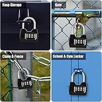 Vista 5 de 1 Pack disecu Candado de Combinación de 4 Dígitos, Candado Impermeable para Exteriores para Casillero de Gimnasio Escolar, Cerca, Portón, Cobertizo