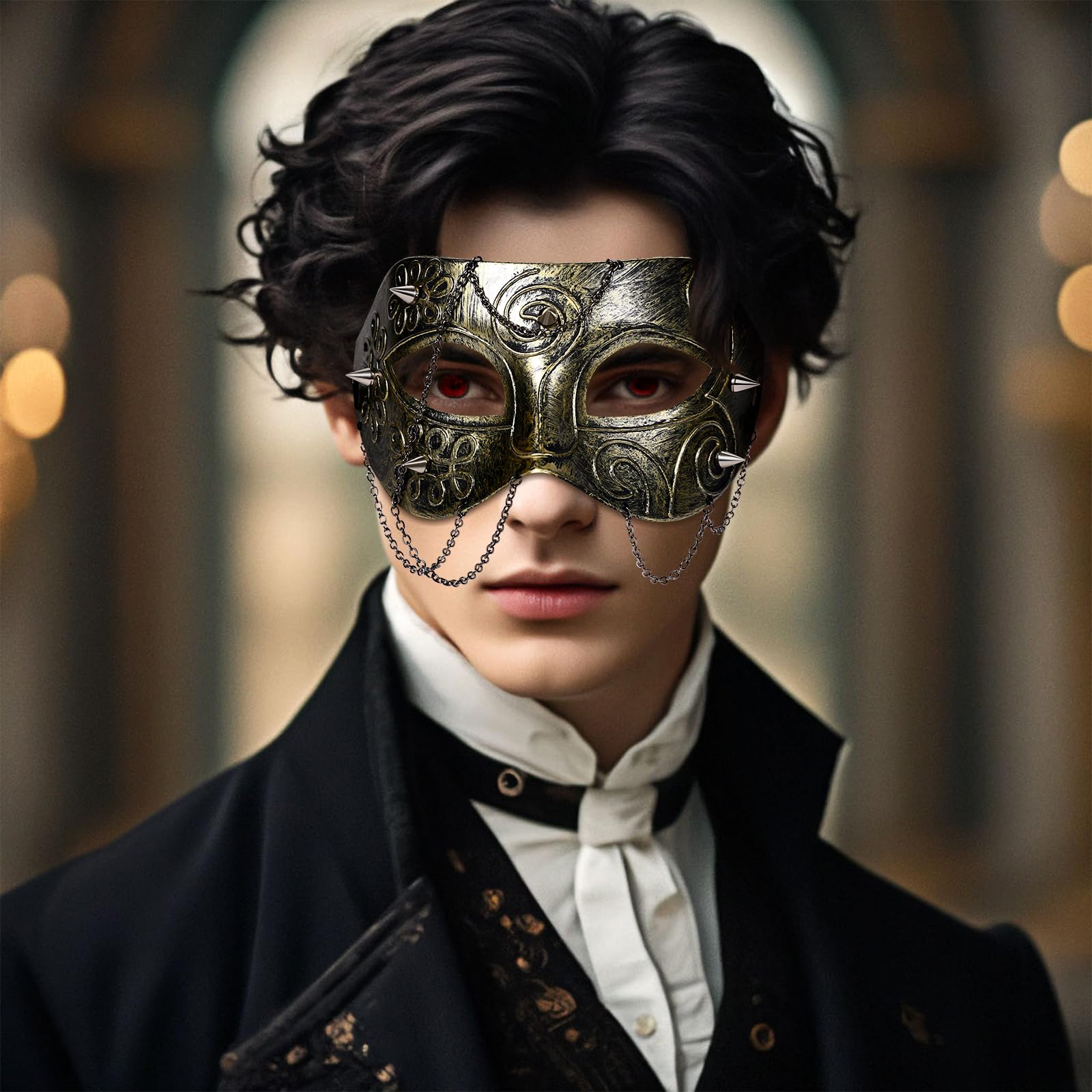 Oidea Masquerade Mask for Men Women: Antique Gold Gothic Steampunk Ghost Phantom Of The Opera Mask Halloween Costume Party Prom Ball Mardi Gras Venetian Mask - Image 2