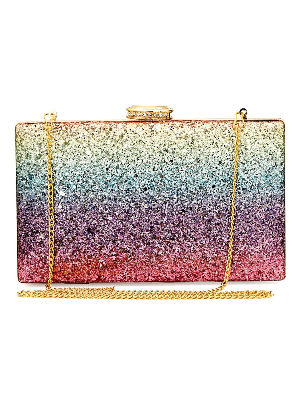 TOOBA Women Handicraft Beautiful Latest Box Clutch Bag Purse for Bridal, Casual, Wedding (Diamond Gold). (Multi Glitter) (B08678MM8T) Amazon Price History, Amazon Price Tracker