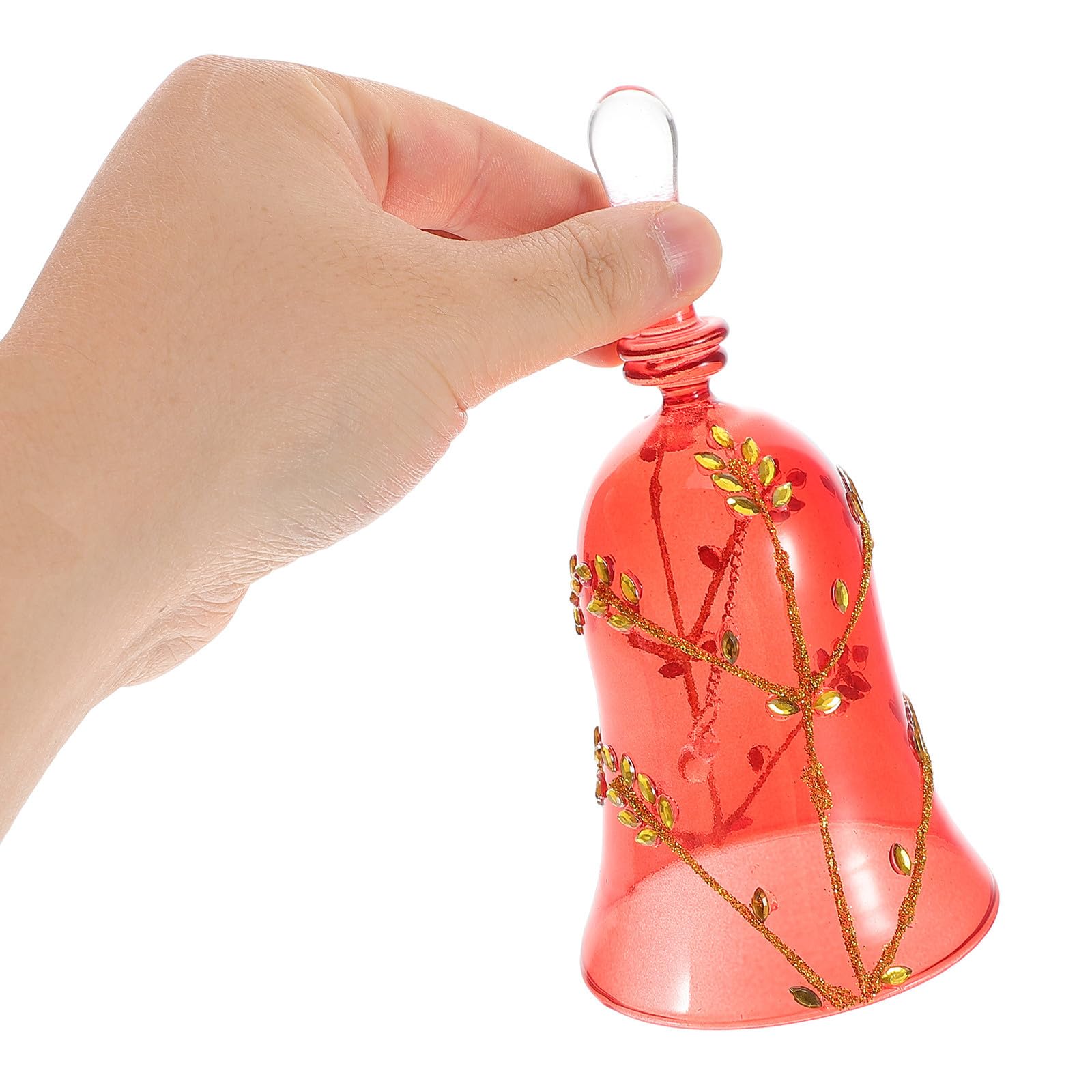 TOYANDONA 4 Piezas Campana de Mano de Vidrio Rojo para Cena Navideña,
