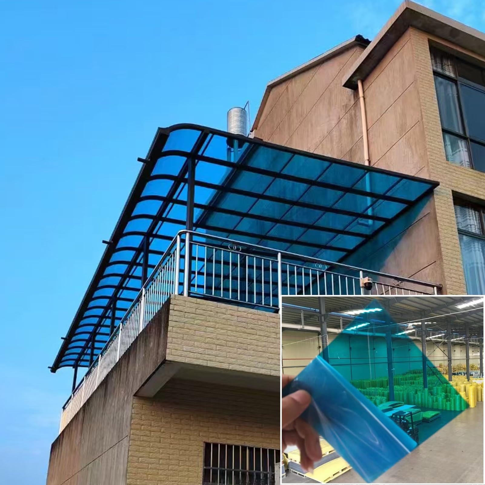 Panel de techo de policarbonato C para exteriores, fácil de cortar, toldo de 1,6 mm de grosor para invernaderos de jardín, 1,22 m x 2 m