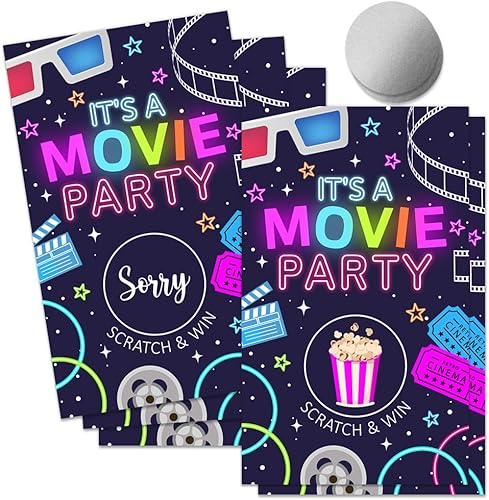 Miniatura 21 de 50 pcs tarjetas de juego para raspar con temática de regreso a los años 80, divertidas tarjetas retro de bola de luz de disco para cumpleaños, Negro