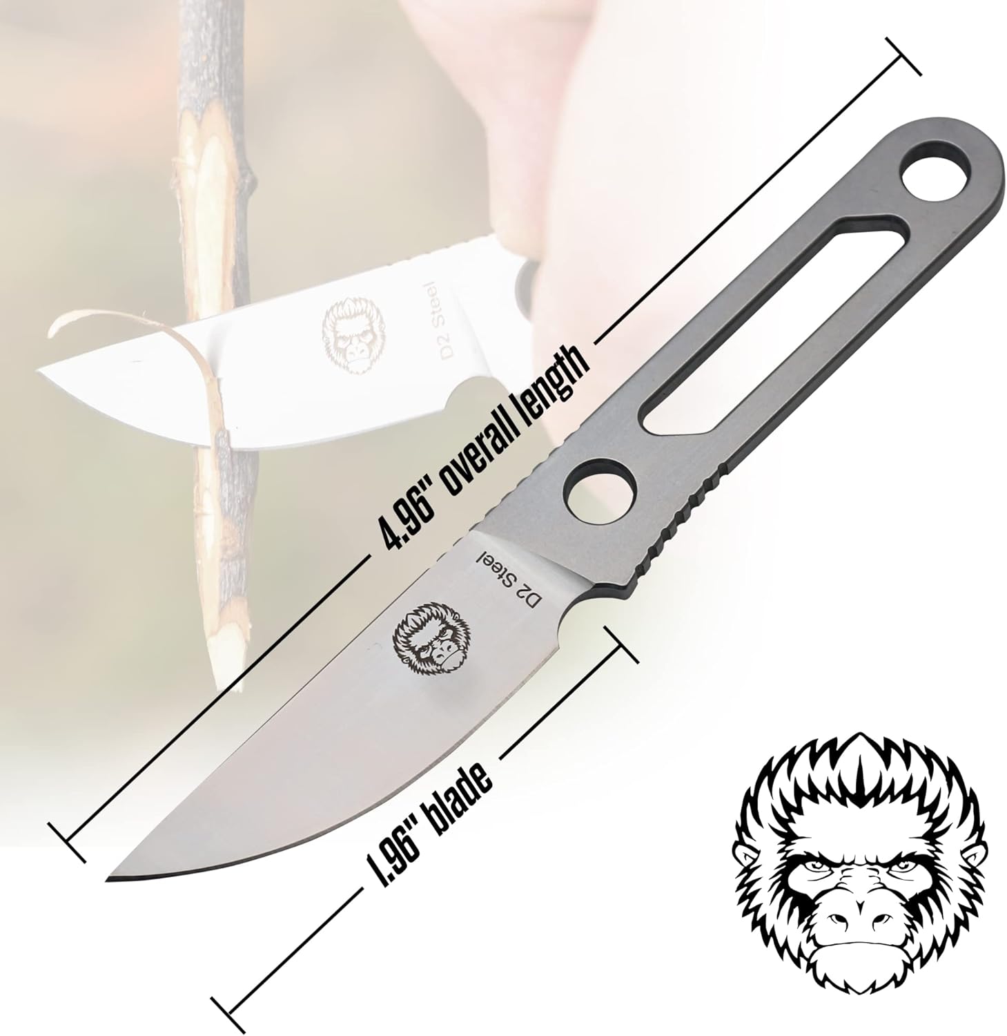 Holtzman's Gorilla Survival Scalpel Fixed Blade Utility Knife with D2 Sheath and Belt Clip (Silver) - Ideal for EDC and Outdoor Activities