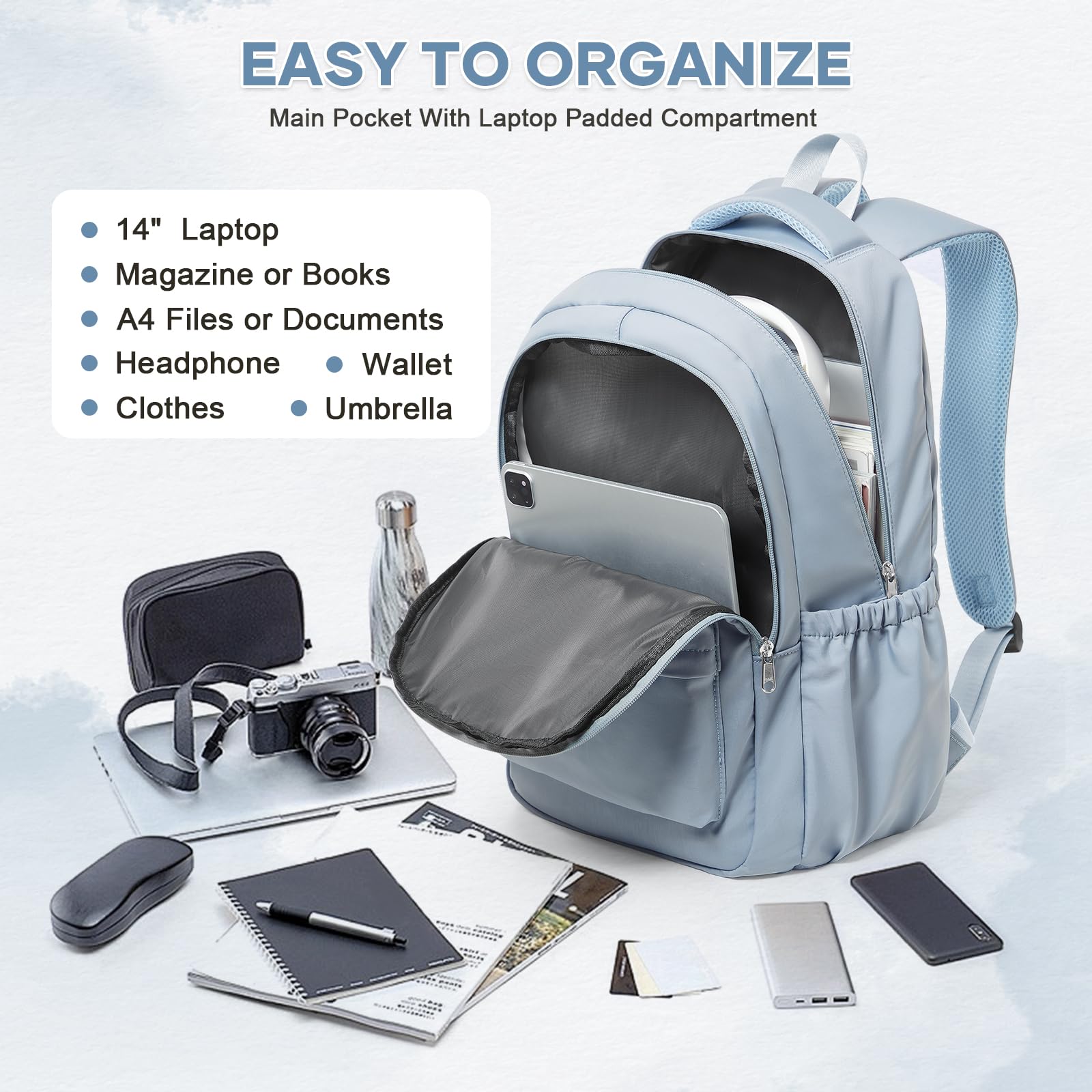 Sac a Dos College Fille Cartable Garçon Primaire Sacs à Dos Loisir Femme Homme Sac a Dos Ecole Scolaires d'école Fille Lycee Impermeable School Bag Bookbag,A3-Bleu