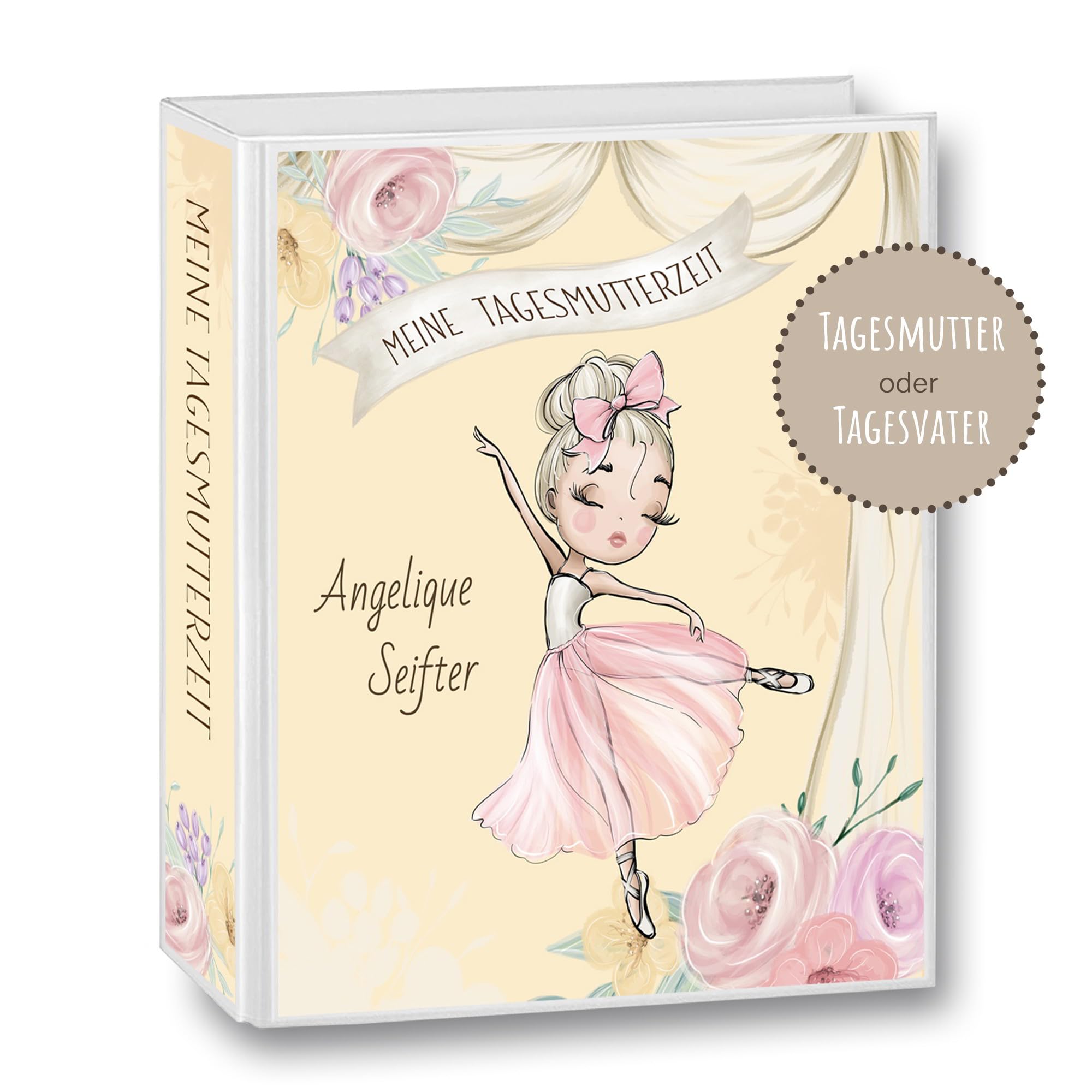 Kindergarten Ordner personalisiert mit Namen und Wunschtext Ballerina Fly Balett A4 - Meine Kindergartenzeit Kindergartenordner Krippenzeit Portfolioordner Sammelordner Mädchen Gelb