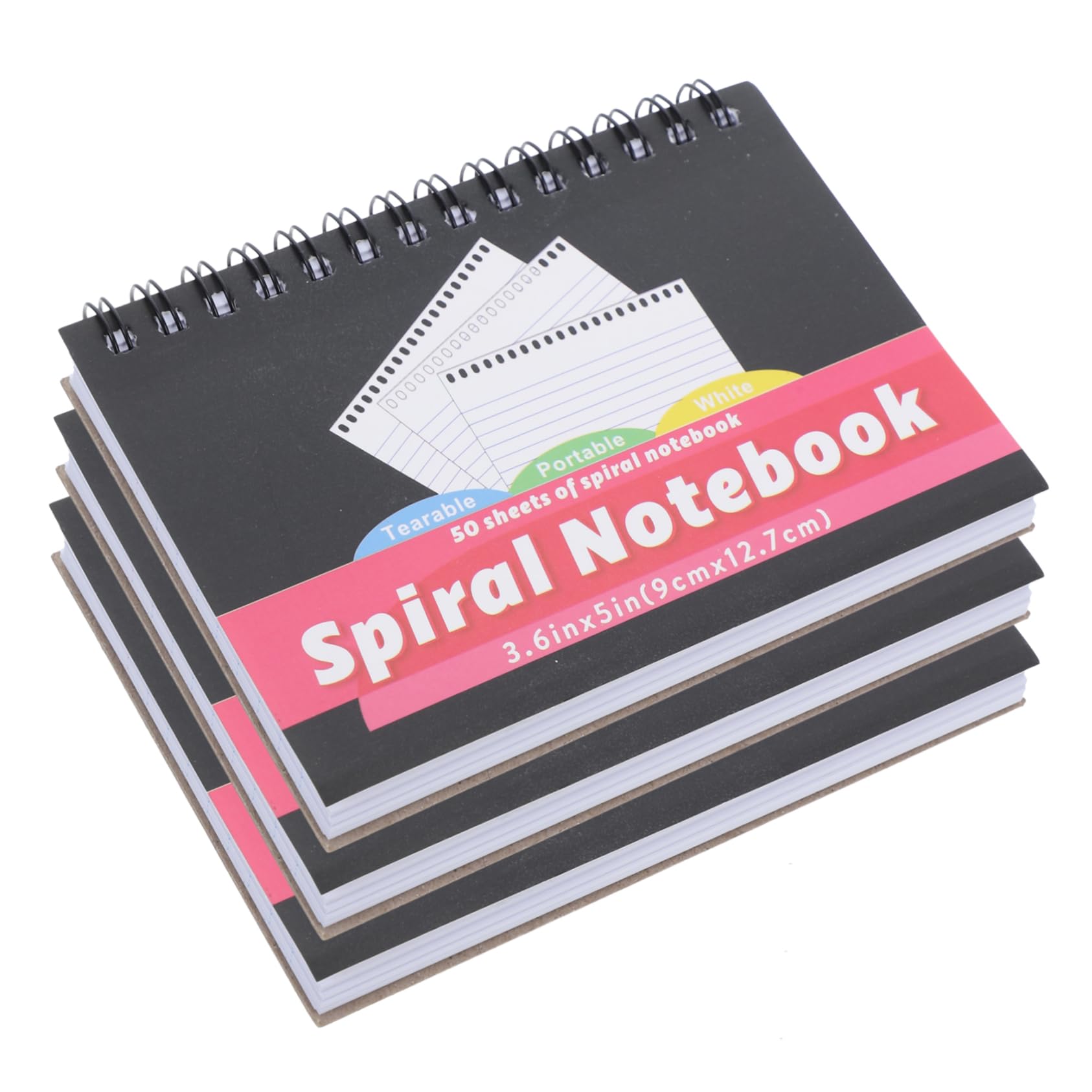 DIYEAH 3 Piezas Computadora Portátil Cuaderno De Bolsillo Pequeño Cuaderno De Espiral Cuaderno Espiral Cuadernos Pequeño Bloc De Notas En Espiral Libreta De Rayas Anchas Papel Black