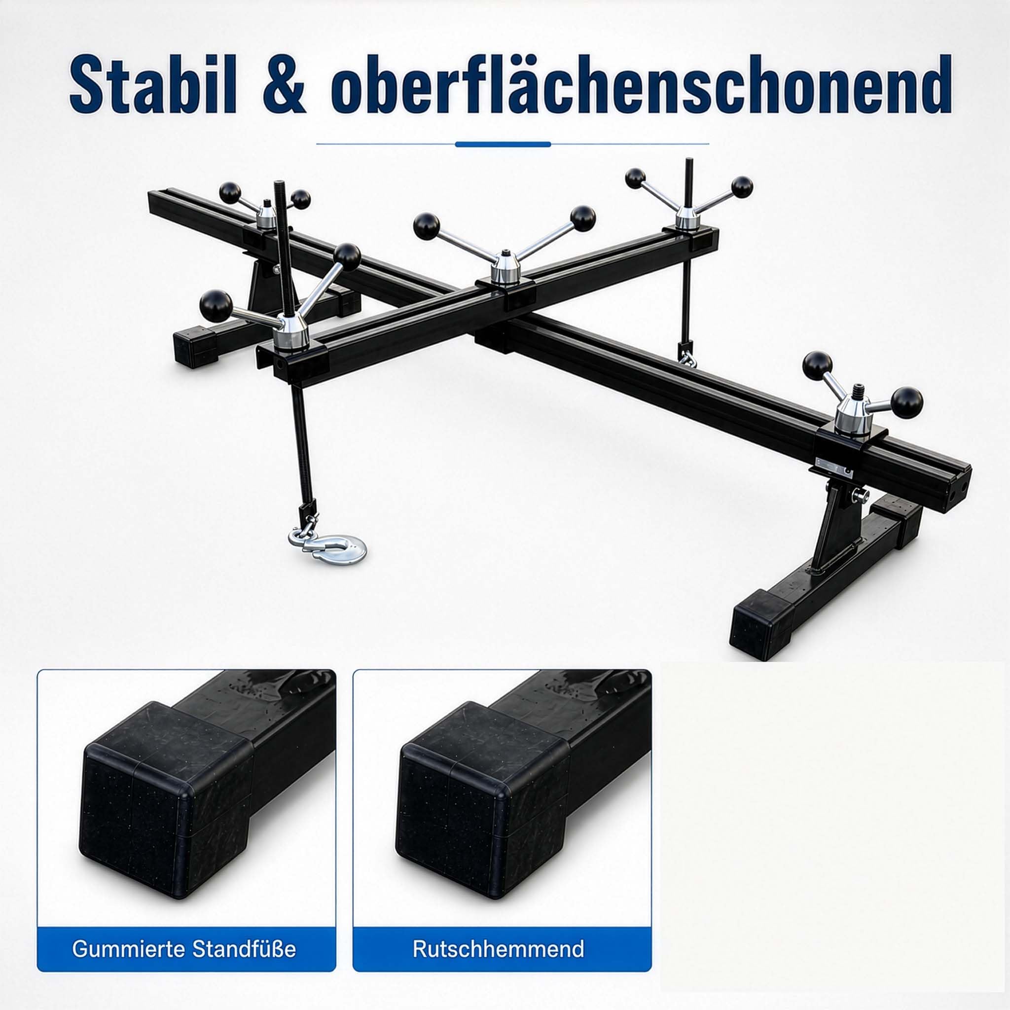 Wiltec Motortraverse Motorhalter 500 kg mit Querträger, verstellbare Motorbrücke 400–1400 mm, Motorstütze für Motor und Getriebe