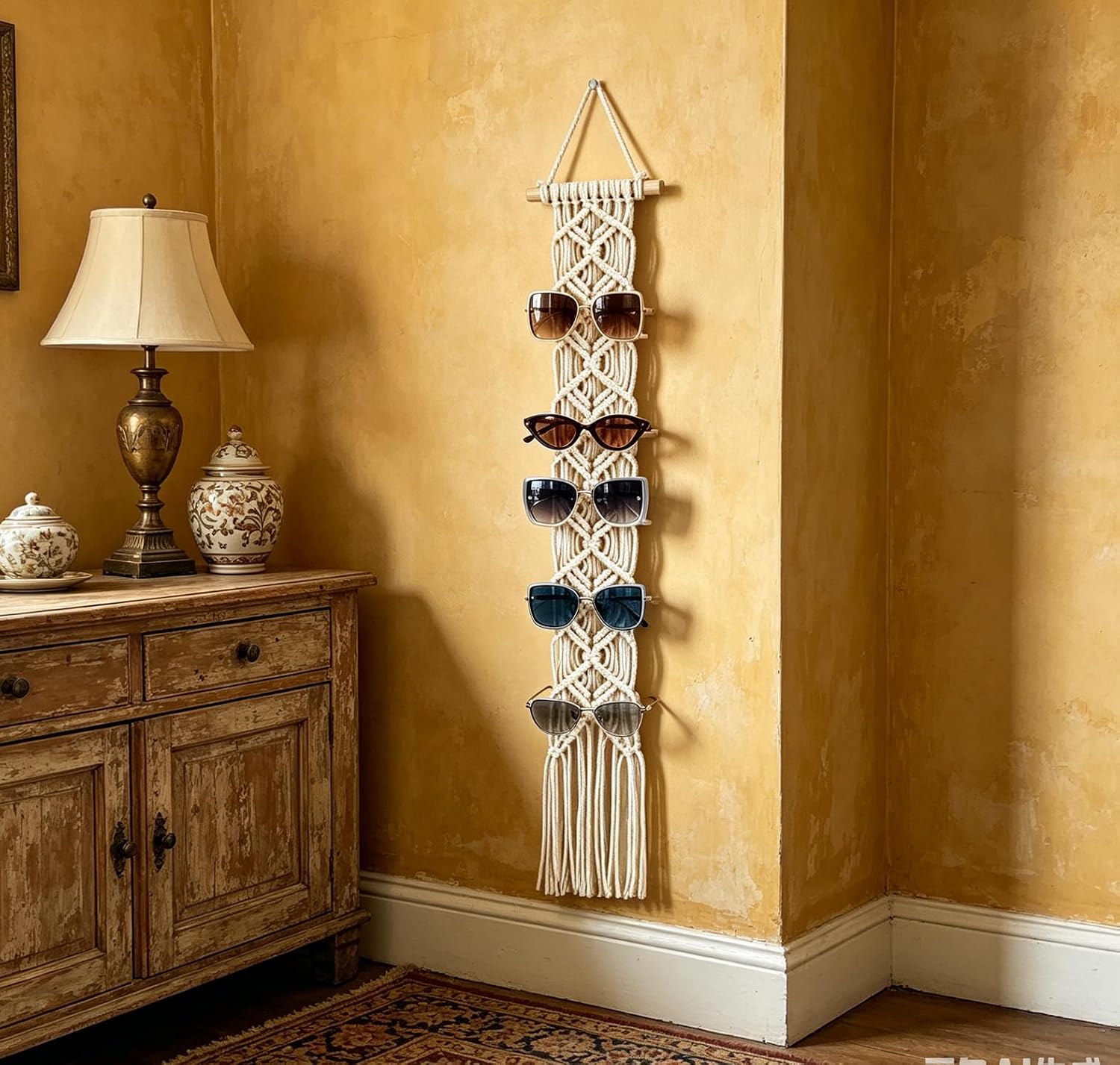 RF REENFAYA Macrame Sunglasses Holder Wall Hanging, Nature