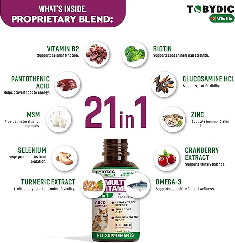 Miniatura 5 de Multivitamínico para gatos y perros 21 en 1 suplementos para mascotas con arándano y glucosamina  Medicina natural y apoyo para infecciones