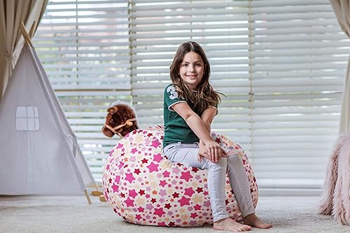 Miniatura 7 de WEKAPO - Puf con cremallera para guardar juguetes de peluche, hecho de lona de algodón de alta calidad, extragrande de 38 pulgadas, ideal para los