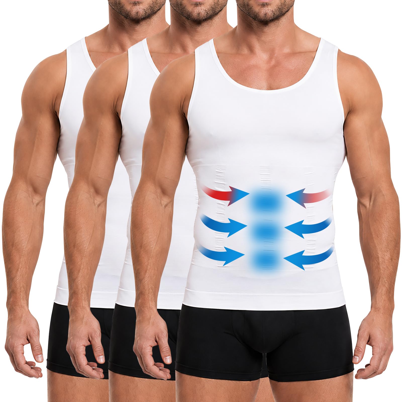 MEETYOO Herren Shapewear & Bauchweg, Atmungsaktiv, Schweißabsorbierend, Stark Komprimierend für Fitness und als Flaches Unsichtbares Unterhemd