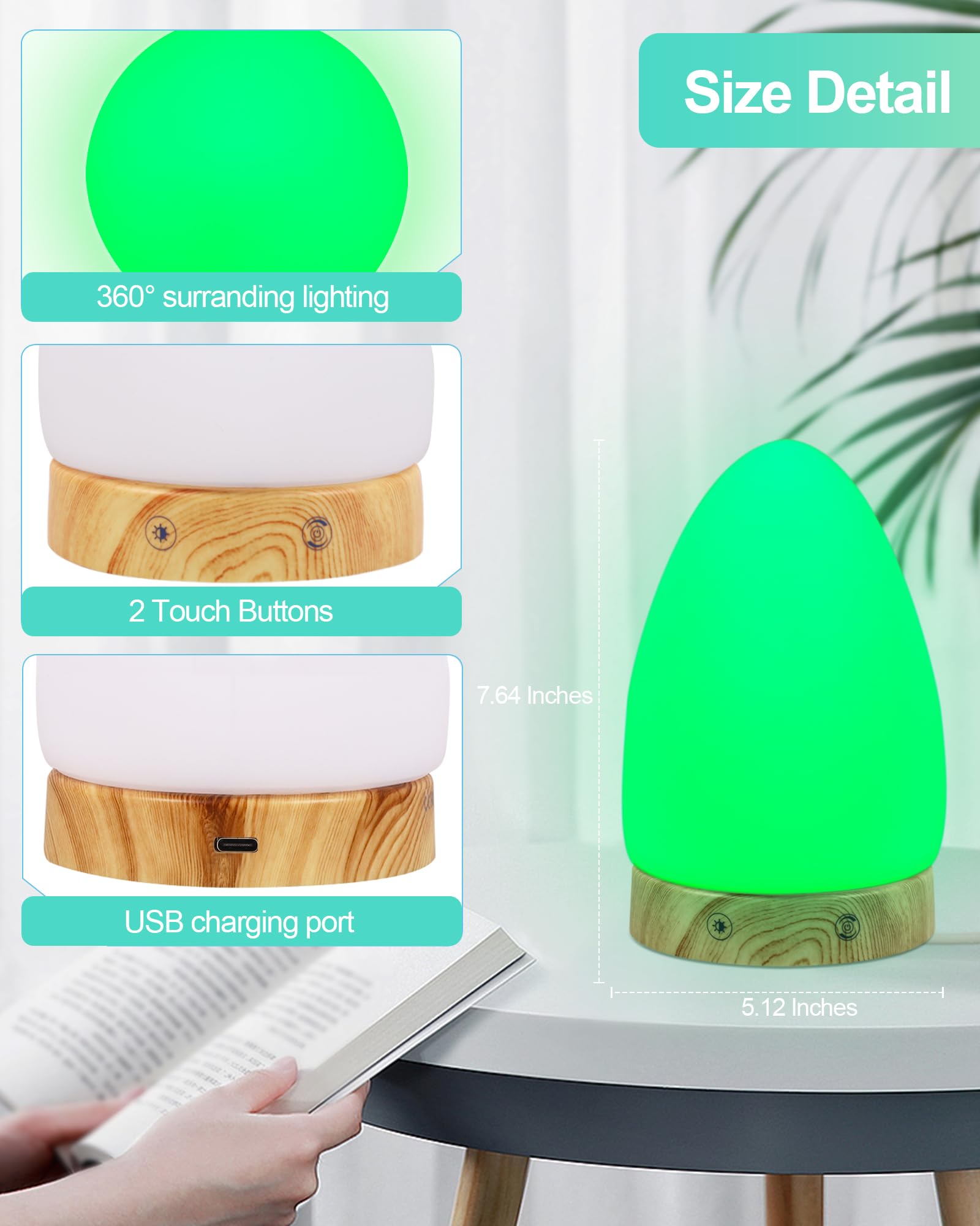 Lámpara de terapia de luz verde para migrañas, dolores de cabeza, insomnio, luz de sueño, sensibilidad, alivio de la ansiedad, 520 nm, banda estrecha, LED verde, multimodo, cálido, natural, luz blanca