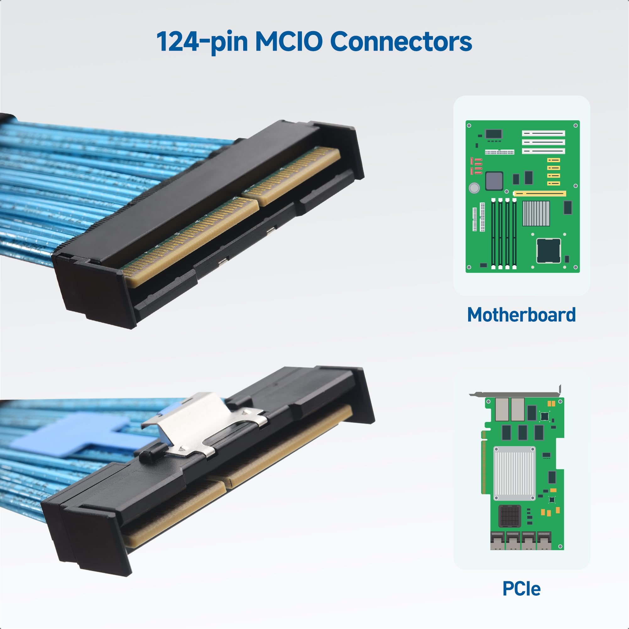 Cable Matters Cavo MCIO x24 a 148 pin (cavo MCIO), 0,85 m, supporta PCIe Gen5, SFF-TA-1016 Mini Cooledge IO Cable