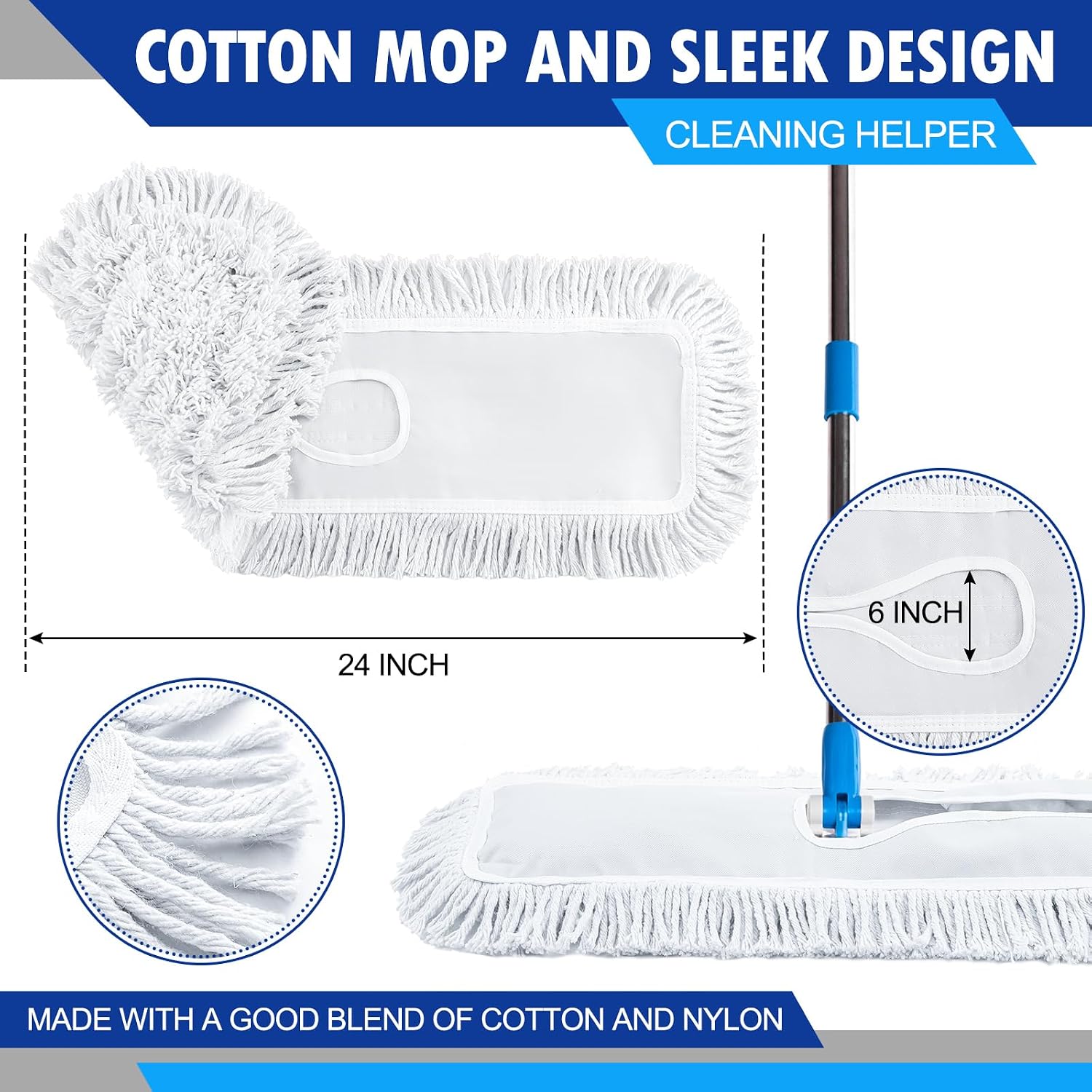 4 pcs dust mop replacement head 24 inch commercial mop head replacement white cotton dust mops heads refills washable commercial tools for floor cleaning janitorial supplies