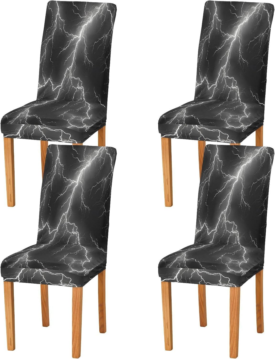 ALAZA Chair Covers for Dining Room, Lightning Black Background Pattern Stretch Chair Cover Sets Chair Protector Removable Washable for Ktichen Restaurant Hotel