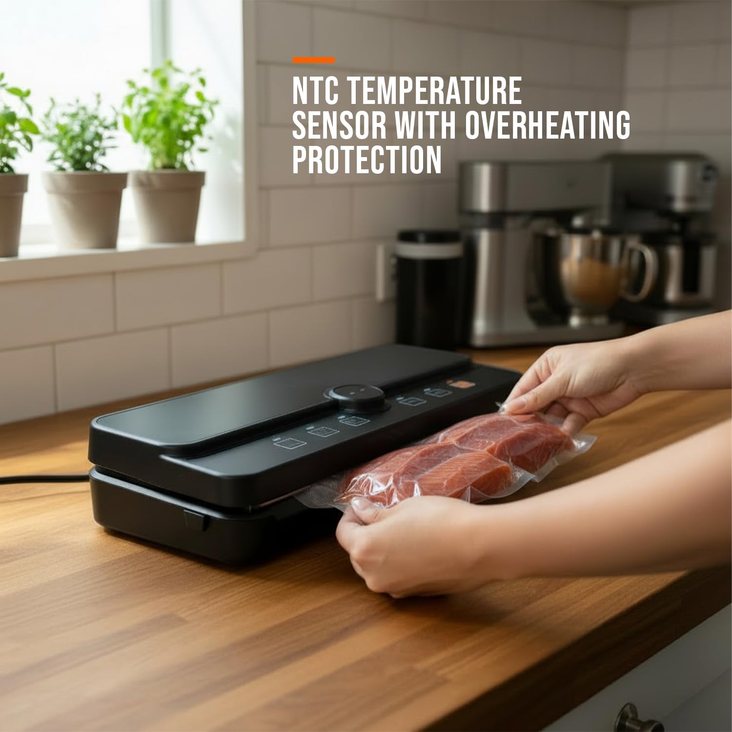 Zgrzewarka Próżniowa 110W 80 kPa – Automatyczna Pakowarka do Żywności z Zgrzewem 30 cm, Nożykiem i Schowkiem na Rolkę – Tryb Suchy/Mokry/Delikatny, Wąż do Pojemników