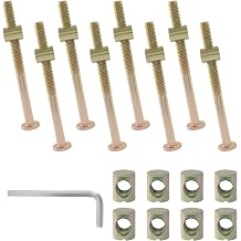 Murtenze 8-Pack M8 X 100mm Bunk Bed Bolts Coloured Zinc, Hex Drive Socket Furniture Barrel Screws with Nuts for Furniture Crib Baby Bed with 1 x Wrench