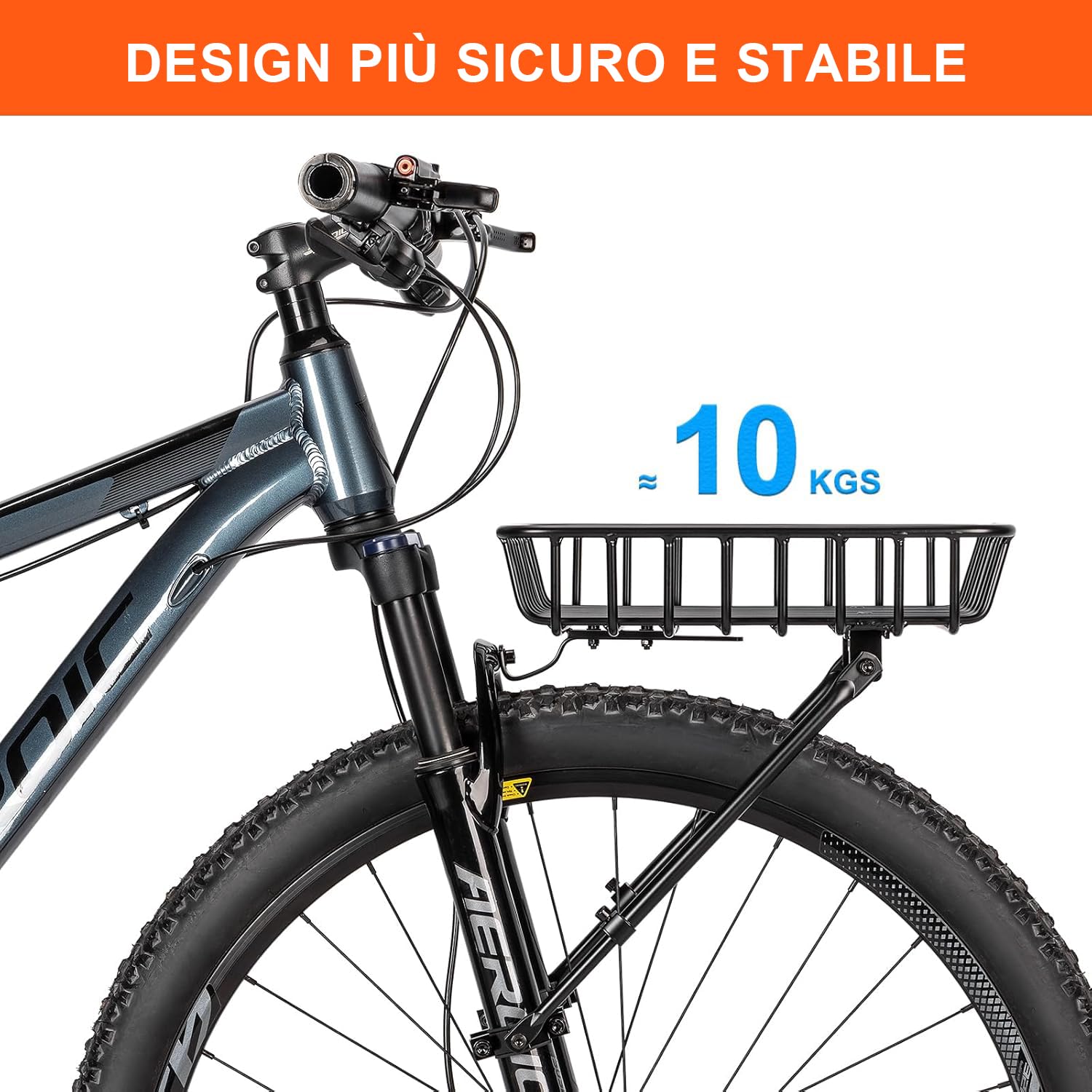 CXWXC Cestino per bicicletta con portapacchi anteriore – Grande cestino anteriore con montanti – Cestino anteriore in alluminio con grande capacità