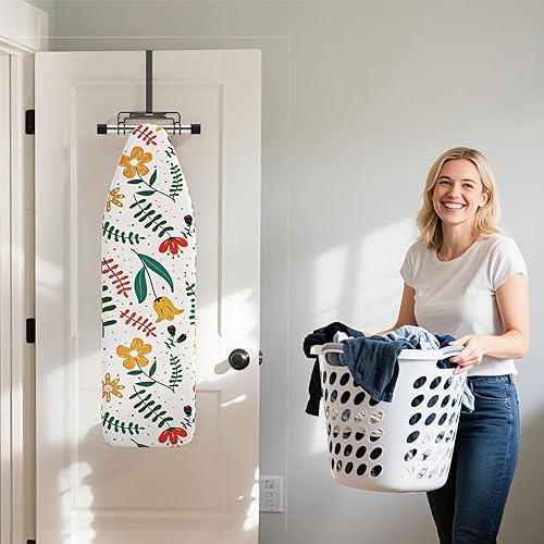 Miniatura 3 de Soporte para tabla de planchar sobre la puerta y la pared con gancho extraíble, soporte de metal para tabla de planchar organizador de pared para