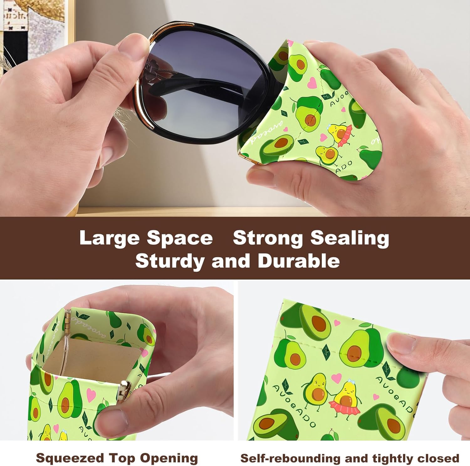 2Pcs Sunglass Eyeglass Glasses Case Soft PU Leather with Cleaning Cloth Cute Glasses Pouch Bag for Men Women Girs - Image 3