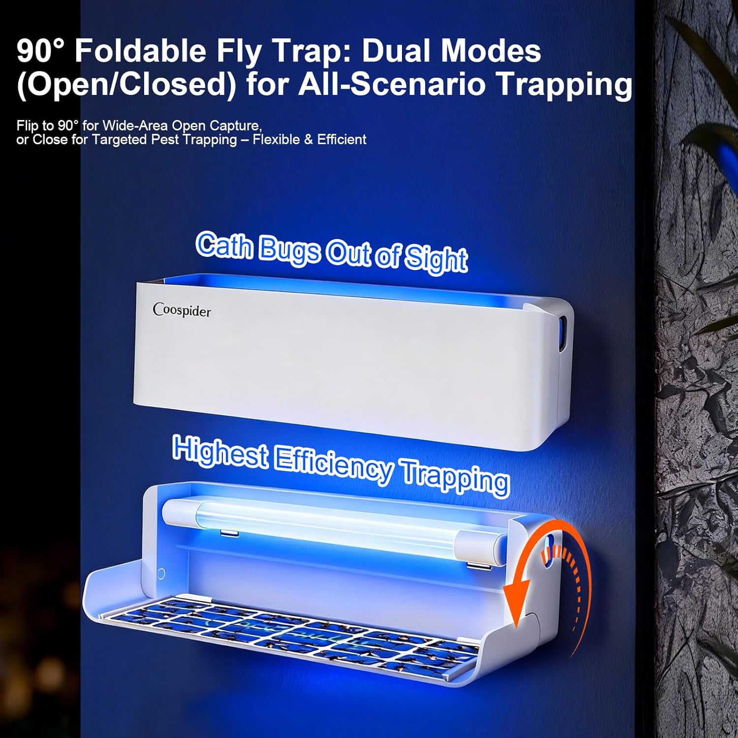 2 Pack Fly Trap Indoor, Fruit Fly Traps Wall Sconce UV Fly Light Bug Catcher for Kitchen House & Restaurant Fruit Flies Garage & Warehouse Flying Insect Trap for Capturing Flies,Moths, Gnats