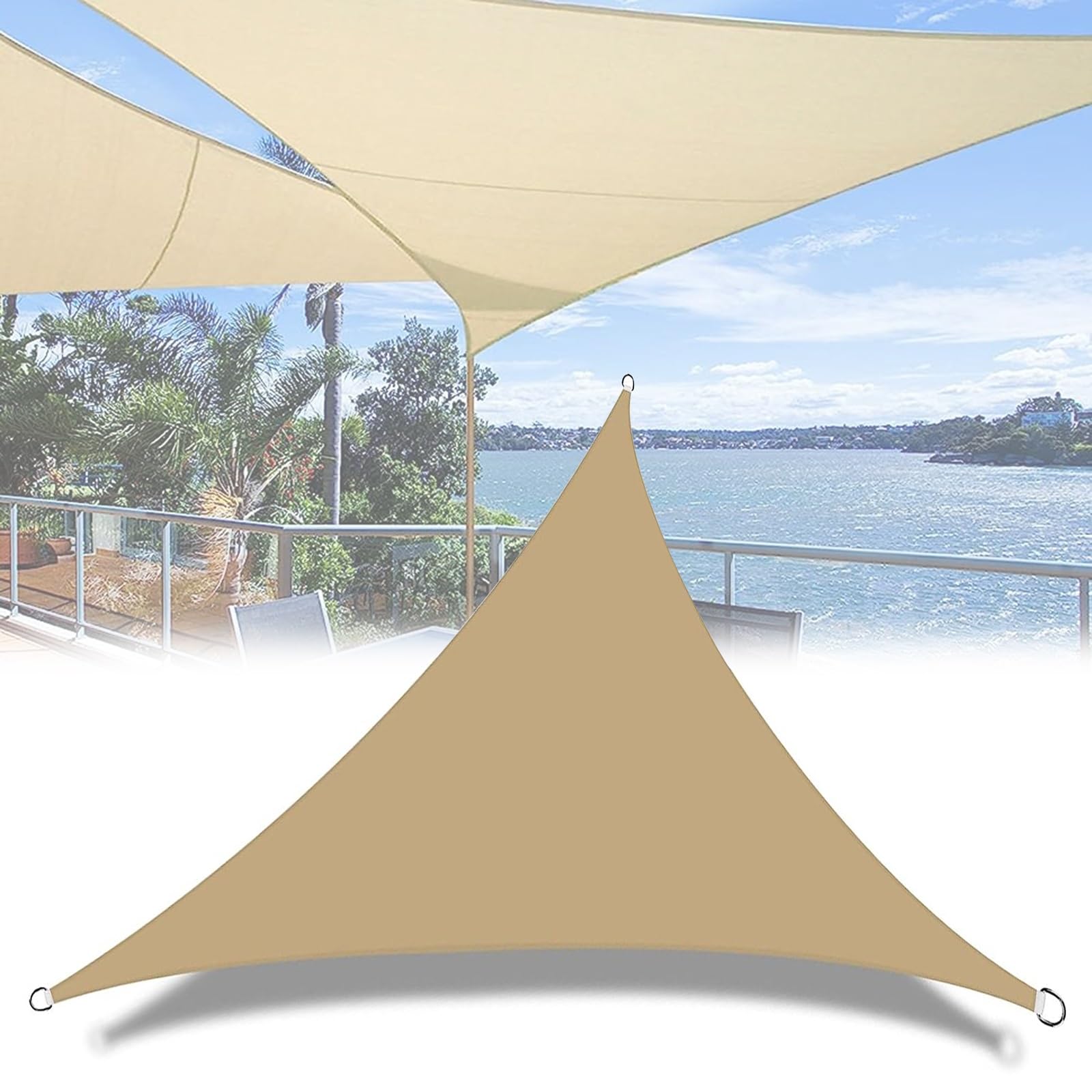 Dreieck Outdoor Sonnensegel 2x2m - Wasserdichter Sonnen- & Regenschutz 96% UV-Blocker für Strand Garten & Terrasse