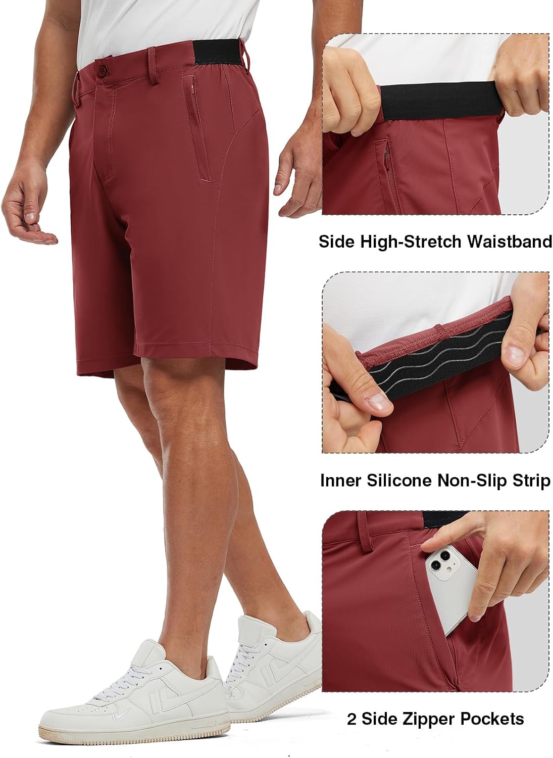 TBMPOY Men's 9" Golf Shorts Quick Dry Casual Shorts Dress Shorts Flat Front Stretch Lightweight for Work Business Travel