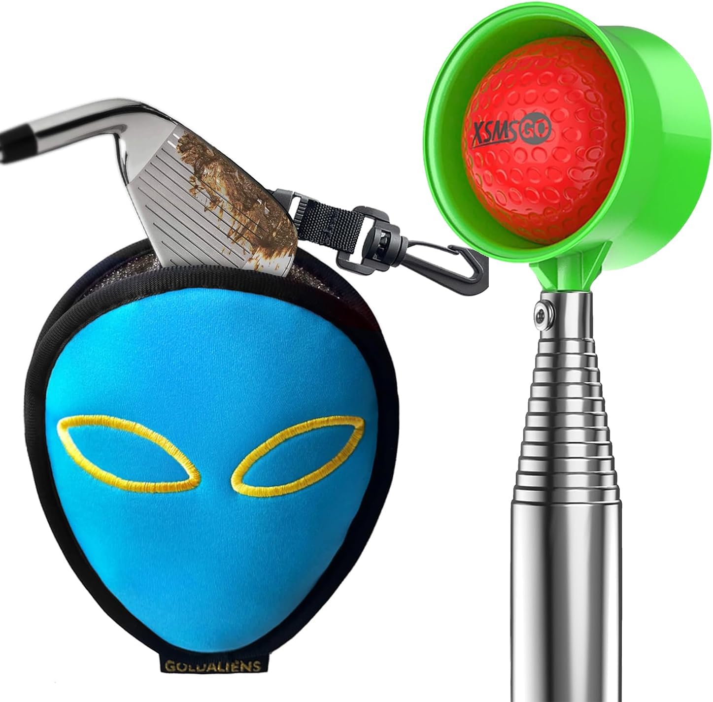 Golf Club Cleaner Bag and Telescopic Golf Ball Retriever for Water