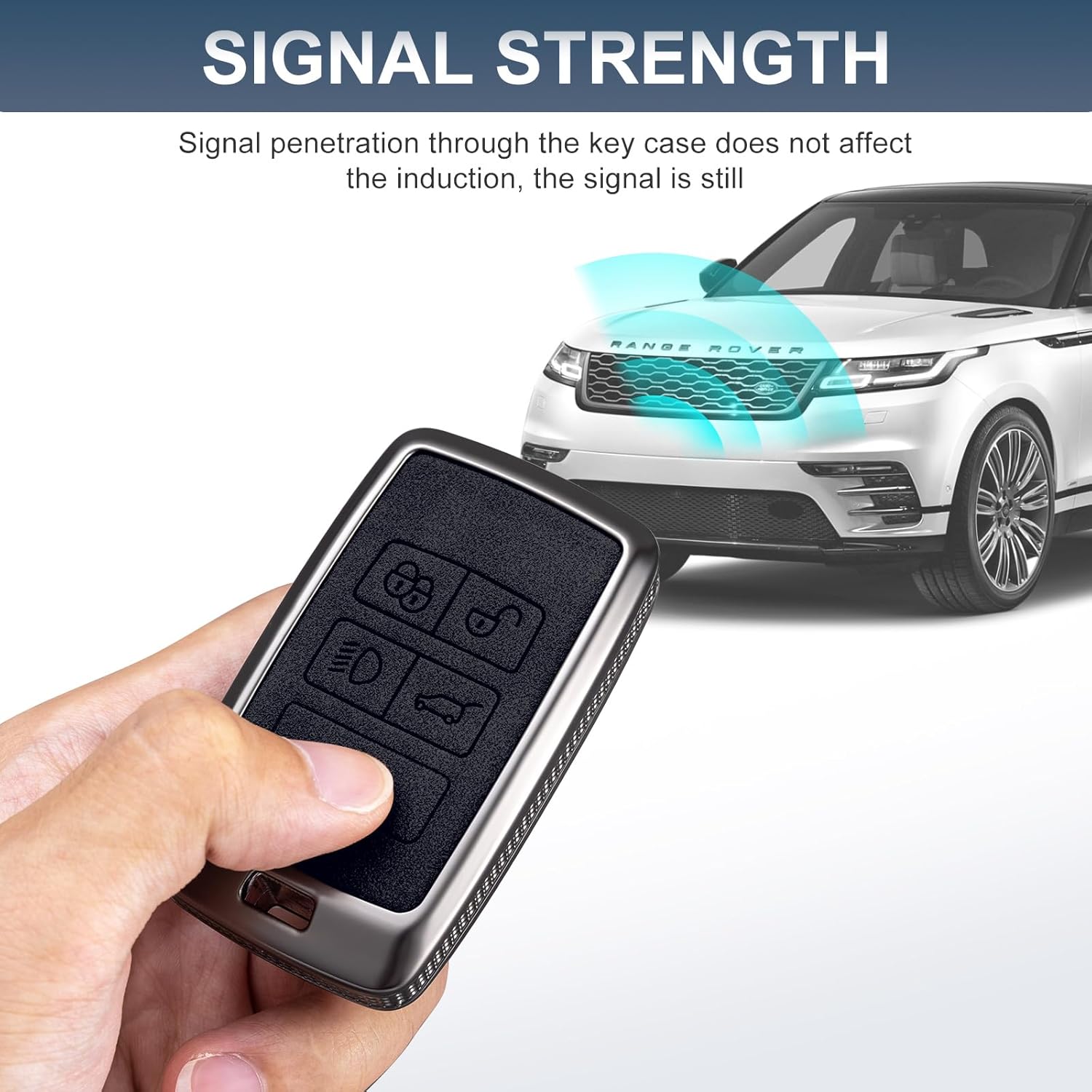 YO&YOYE for Land Rover Key Fob Cover with Keychain Leather Key Case Protector Compatible with Land Rover Vogue Range Discovery Rover Sport (Model2, Black) - Image 4