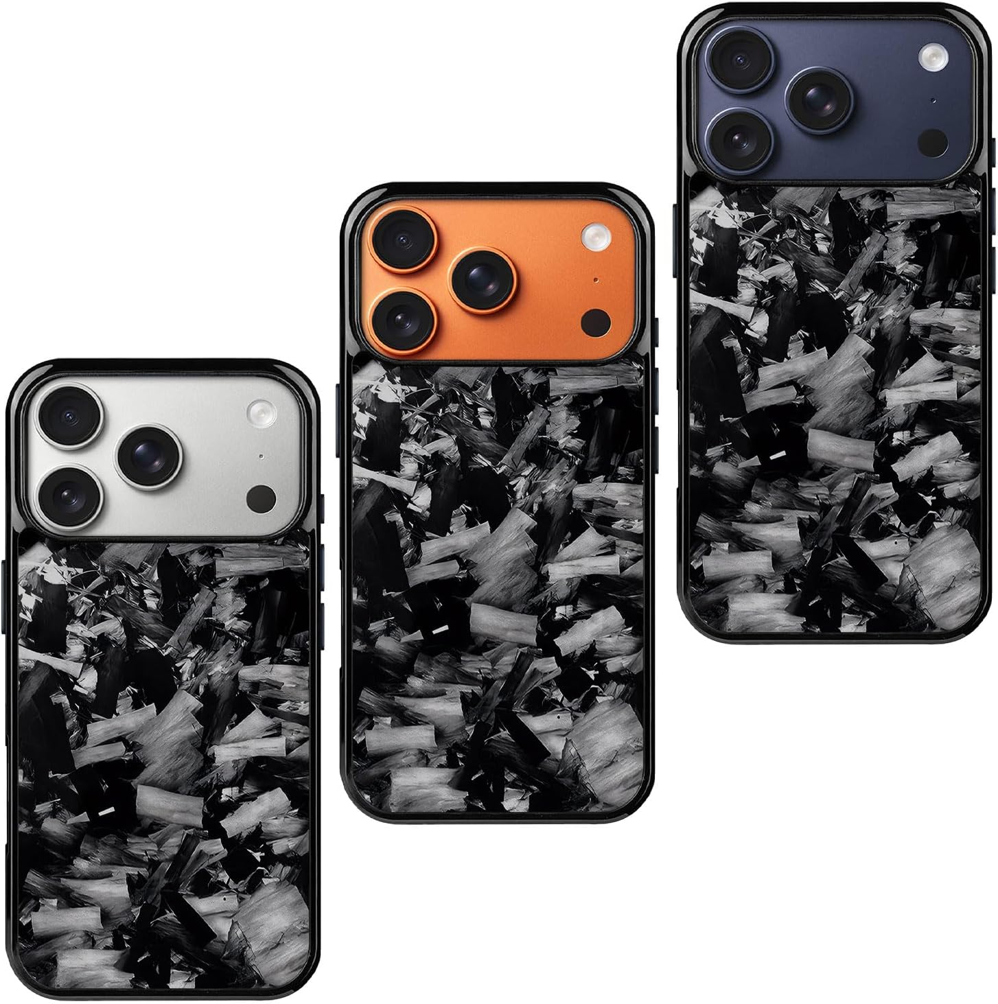 Forged Carbon Fiber Phone Case for iPhone 17, Large Pattern Aramid Fiber, All-Inclusive Magnetic Wireless Charging Anti-Fall Protective Phone Case (Black)