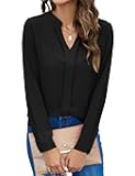 Women's Dressy Casual Blouses Business Long Sleeve Shirts V Neck Work Tops Fall Fashion Outfits