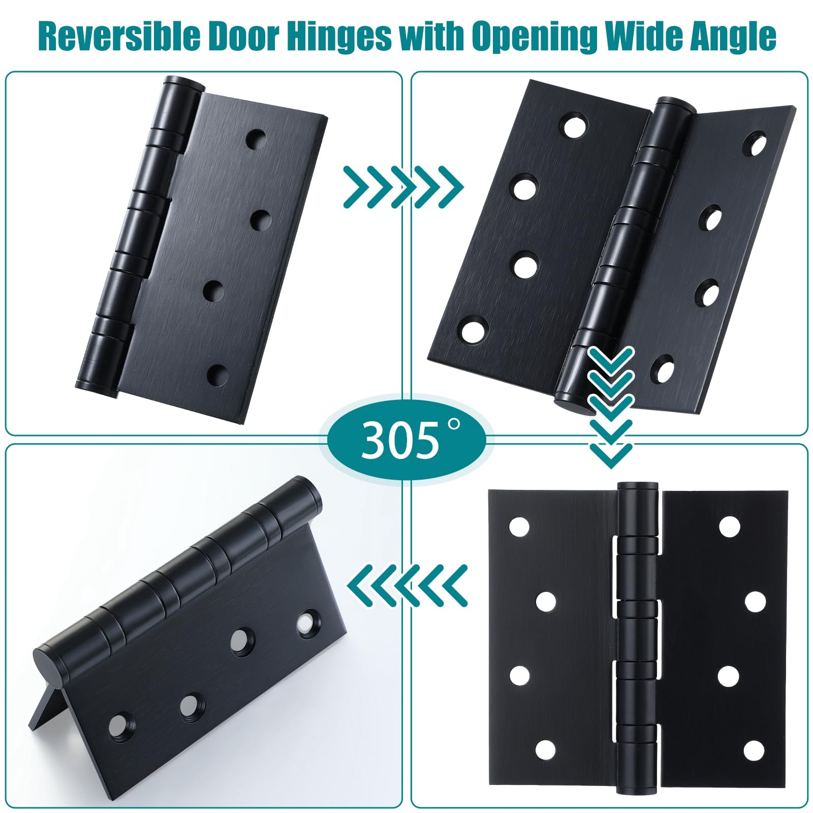 Yaocom 12 bisagras de puerta con rodamiento de bolas de 4 pulgadas, bisagras de acero inoxidable, bisagras de puerta exterior de 4 x 4 pulgadas con esquinas cuadradas para puertas exteriores e