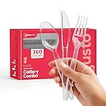 GUSTO [360 Combo Pack] Basic Clear Plastic Silverware, Heavyweight Disposable Utensils - 180 Forks, 120 Spoons and 60 Knives Cutlery, Perfect for Wedding, Parties and Events (Formerly Comfy Package)