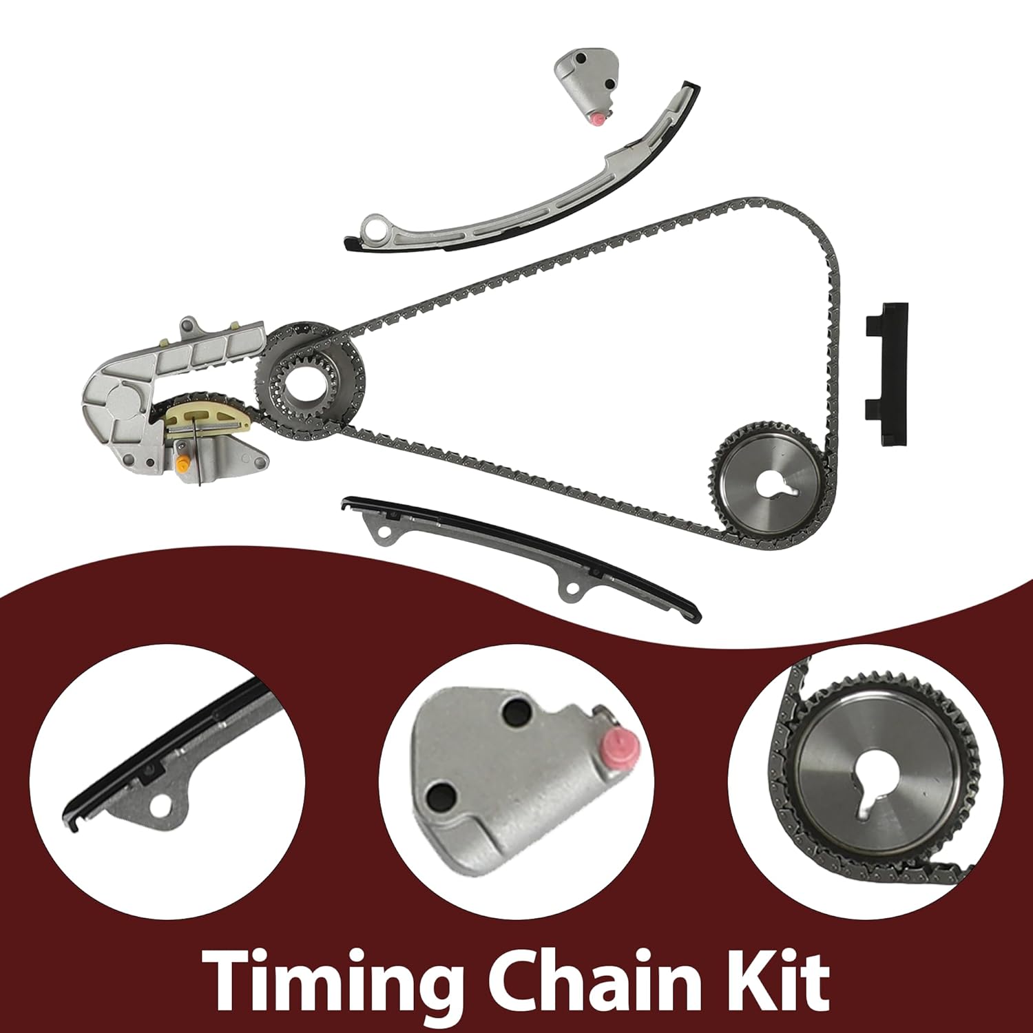 QR25DE Engine Rebuild Kit Timing Chain Head Gasket Set Fit for Nissan Altima Sentra 2.5L 2002-2006 w/Rod Main Bearing Head Bolts Replacement HS26261PT 94212S MS2263AL CB1858AL