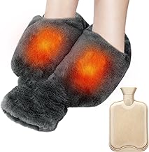 Foot Warmer Without Electricity, 2 L, Hot Water Bottle Feet, Super Soft and Warm, 2-in-1 Foot Heating Pads for Women/Men, Foot Warmer for Cold Feet in Winter, Removable Plush Cover, Ideal for Adults