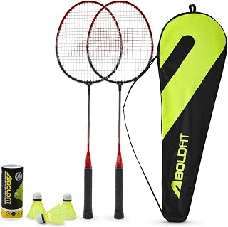 Boldfit Badminton Rackets Aluminium Badminton Racket with Full Cover Bag Standard Shuttle Bat Match Shuttle Bats Lightweight Badminton Shuttle Bat Aeroflex - Red Set