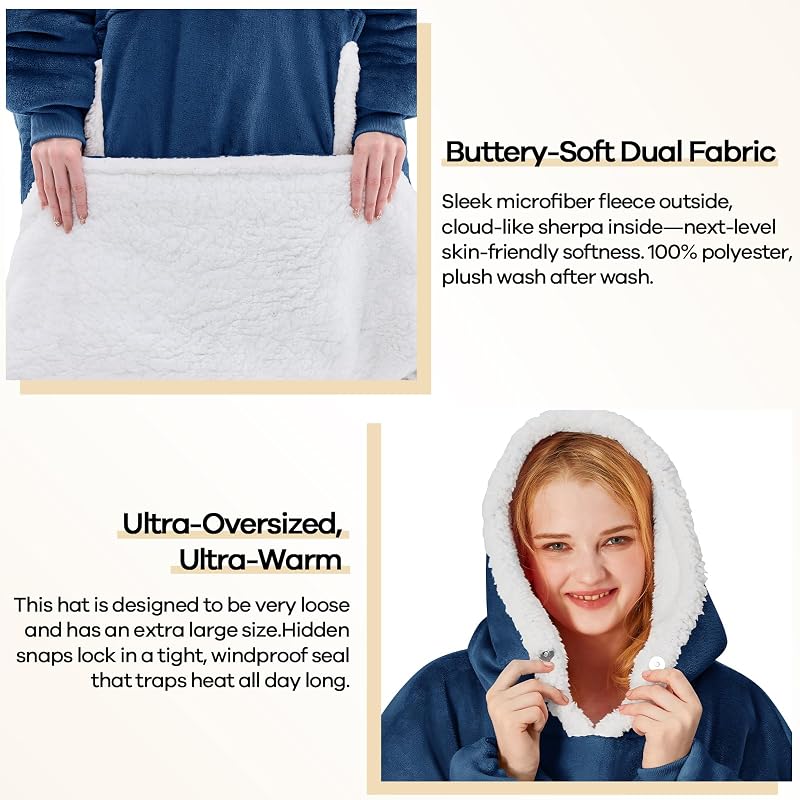 yescool Wearable Blanket Hoodie as Christmas Birthday Gifts for Women Mom image 4