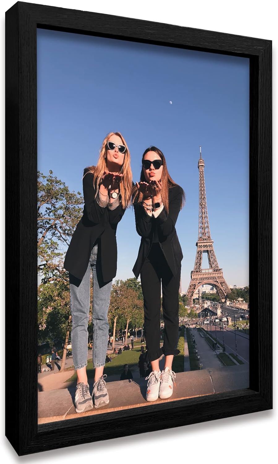 Framed Custom Canvas Prints with Your Photos Personalized Photo to Canvas Print Gifts for Couples Friends Family Baby Pets(Black, 16x24 In)