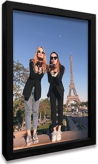 Framed Custom Canvas Prints with Your Photos Personalized Photo to Canvas Print Gifts for Couples Friends Family Baby Pets(Black, 16x24 In)