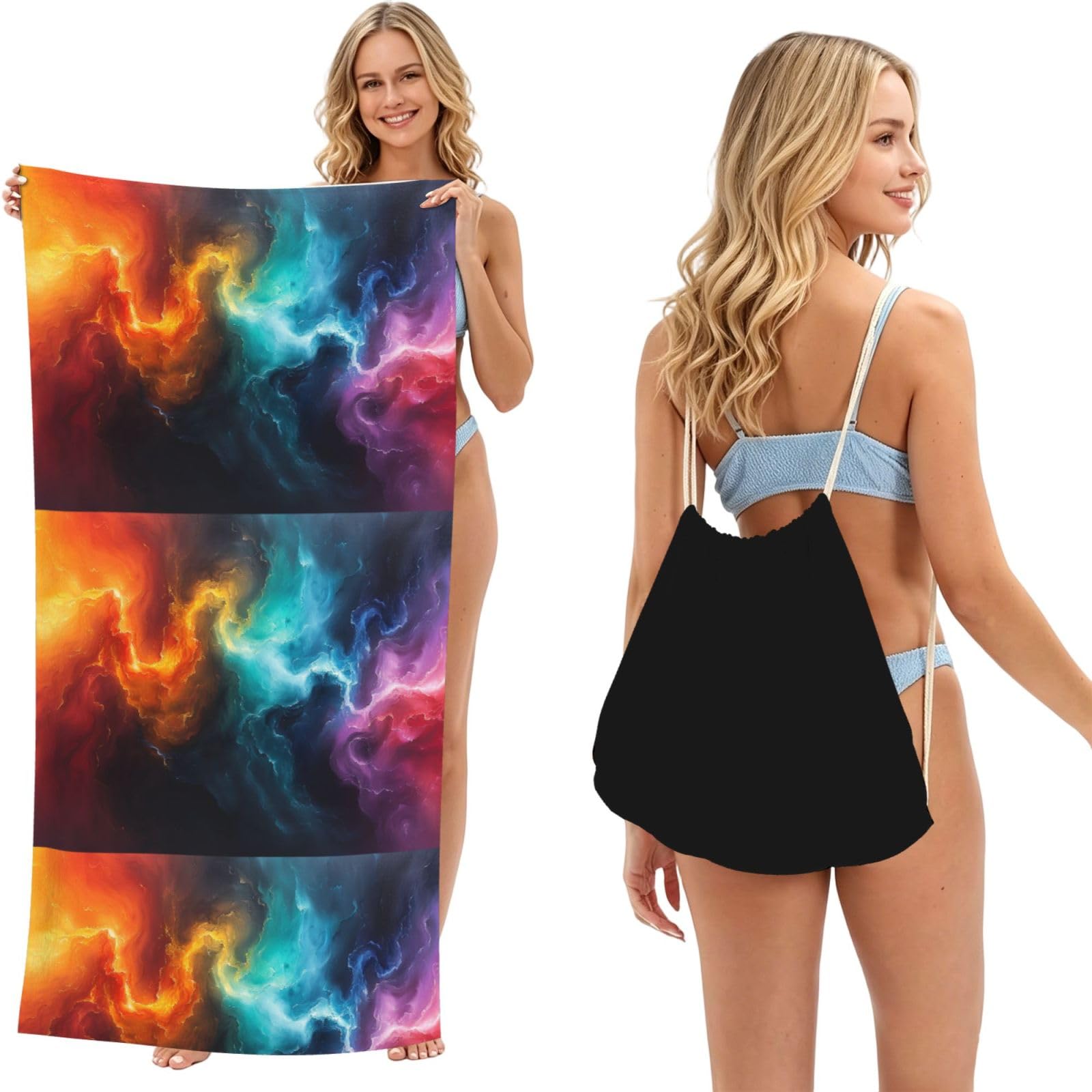 SKGOHLH Dreamy Smoke 2in1 Packable Beach Towel Bag Women