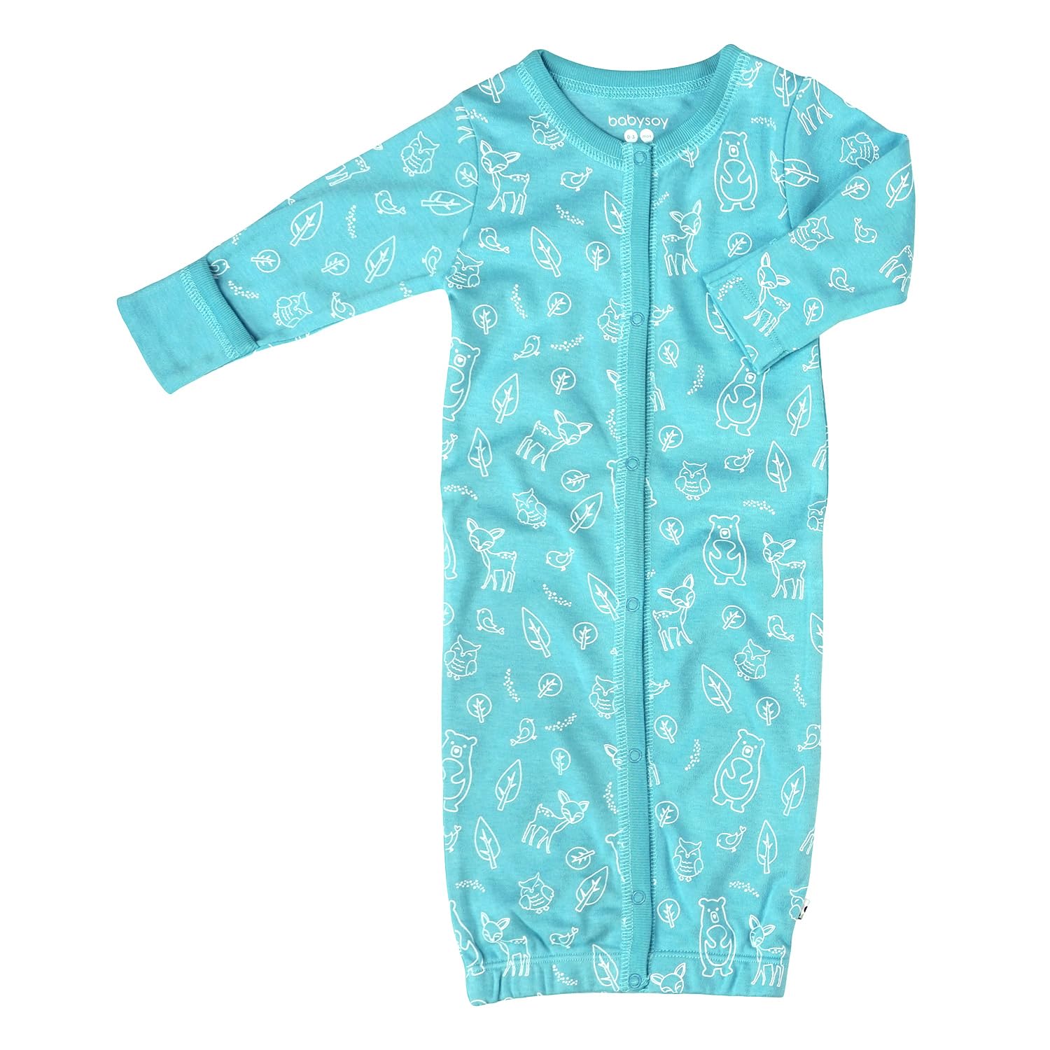 Babysoy Unisex Baby Long Sleeve Gown Sleep Sack, Ultra Soft Nightgown, Newborn Reversible Mittens