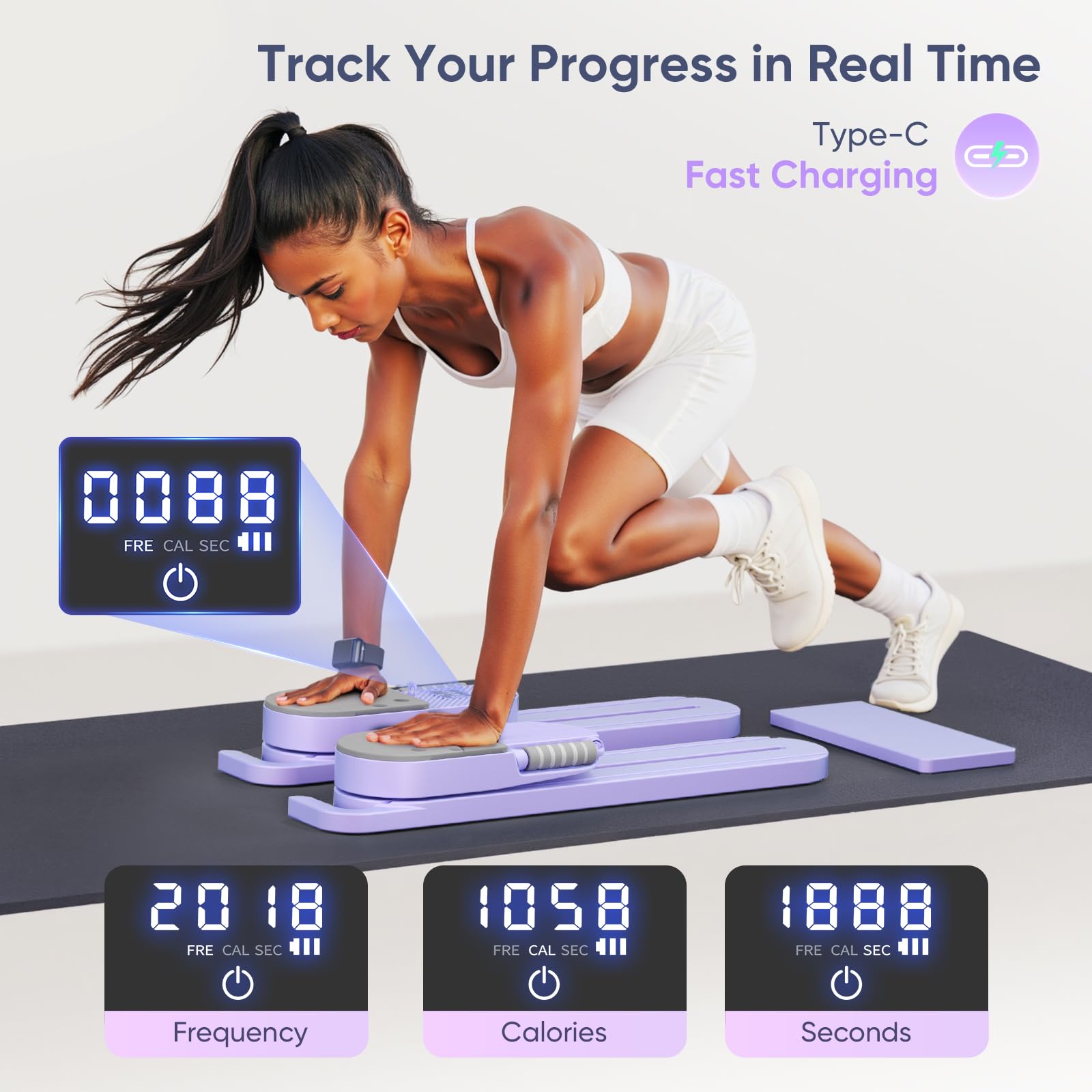 Planche de Pilates Split, LED Reformer Pilates Machine for a Complete Body Workout, Multifunctional Device for Abdominals and Muscle Strengthening at Home