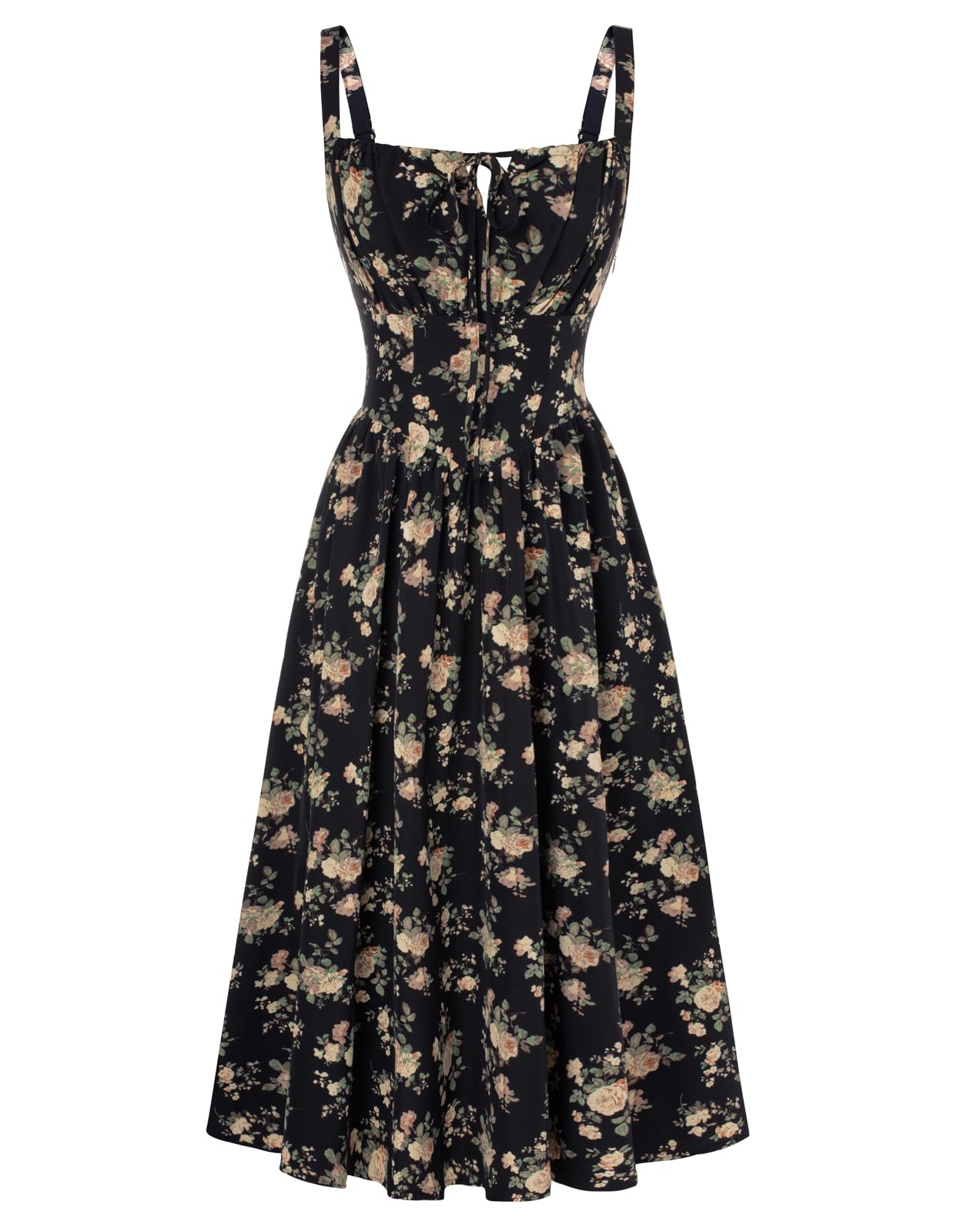SCARLET DARKNESS Sommerkleid Damen Spaghetti Lange Boho Kleid Vintage Milkmaid Country Kleid
