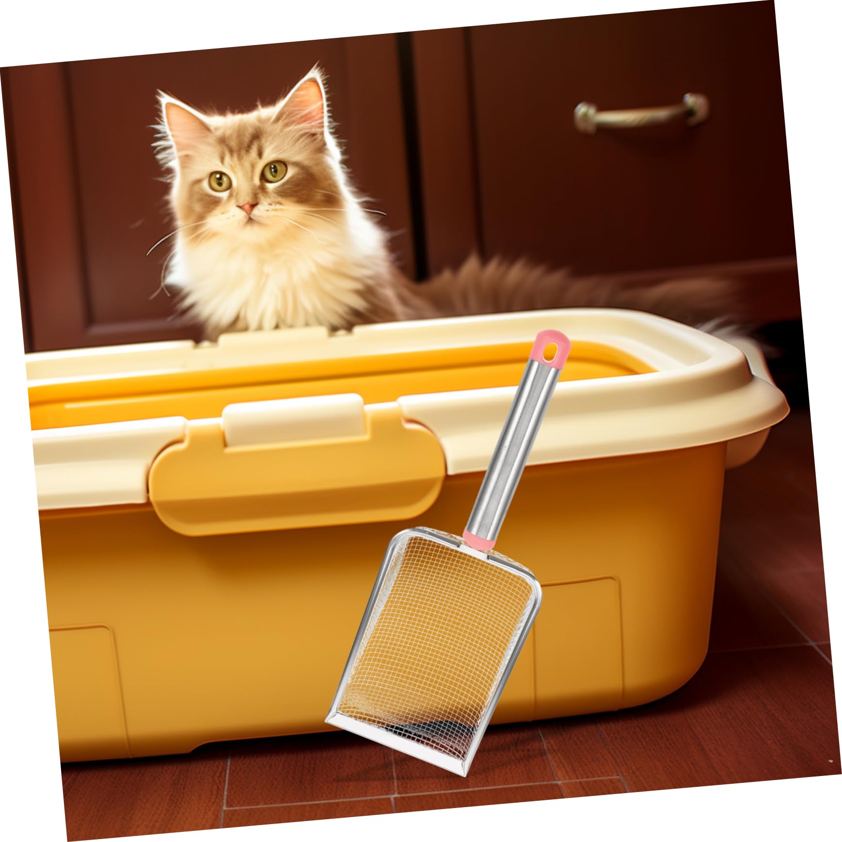 POPETPOP 5 Pièces Pelle à Litière pour Chat Bacs Poubelles Pelle à Crottes De Chat Pelle à Litière en Maille pour Chat Pelle à Litière en Métal Acier Inoxydable Bentonite Animaux
